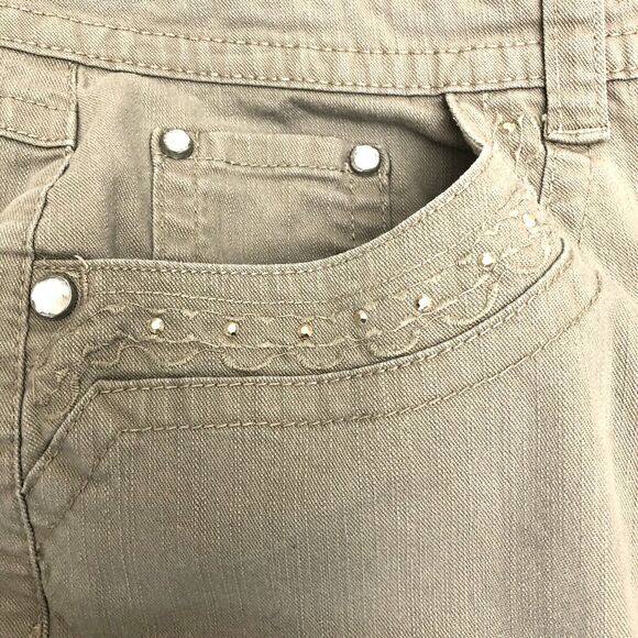 Hannah Jeans Ivory Womens 14 Missy Cropped Capri Cream Embroidered Bejeweled - Picture 4 of 11